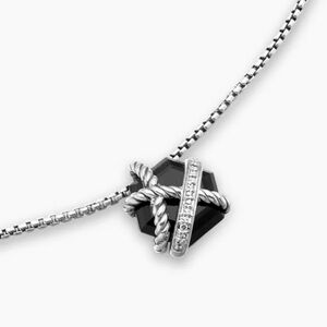 David Yurman Black Onyx cable wrap diamond necklace